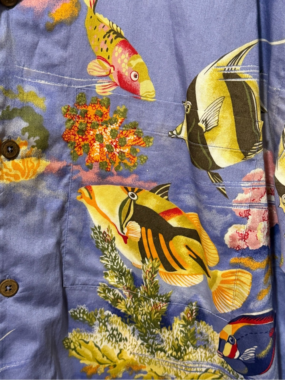 VTG 90’s Patagonia Pataloha Hawaiian Fish Shirt Men’s Large Made in Portugal - Picture 4 of 6
